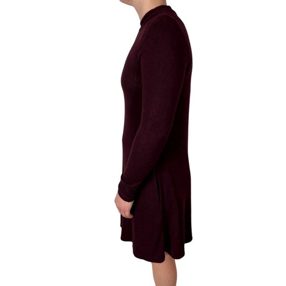 By And By Womens Sweater Dress Size Small Keyhole Neck Long Sleeve Pockets Wine - Picture 6 of 14